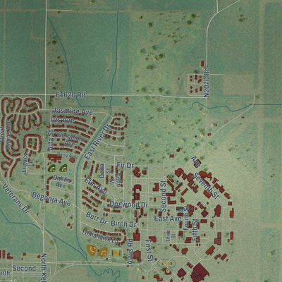 Second close-up of the map of Altus, Oklahoma print showing more streets and buildings