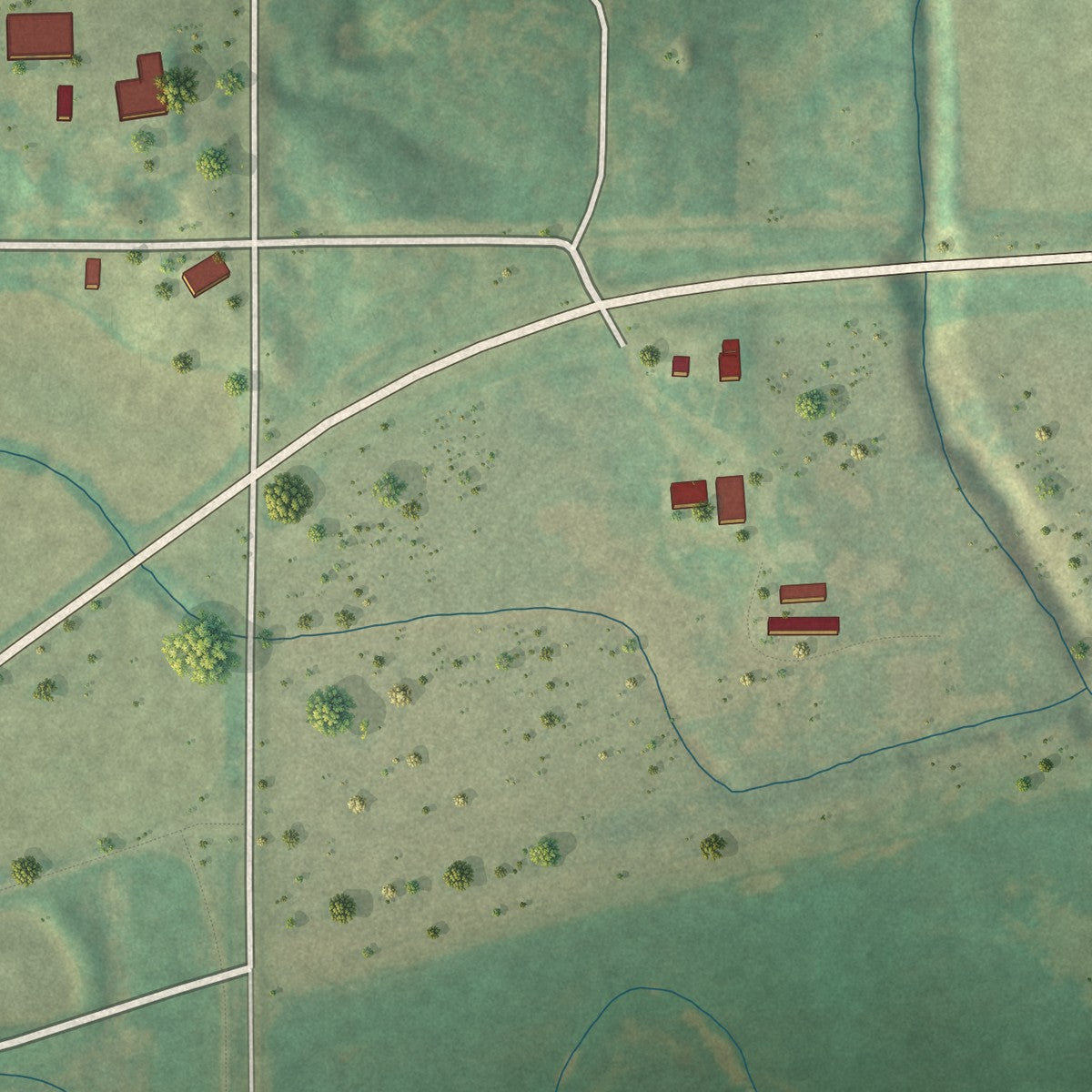 Second close-up of the map of Arcadia, Oklahoma print showing more streets and buildings