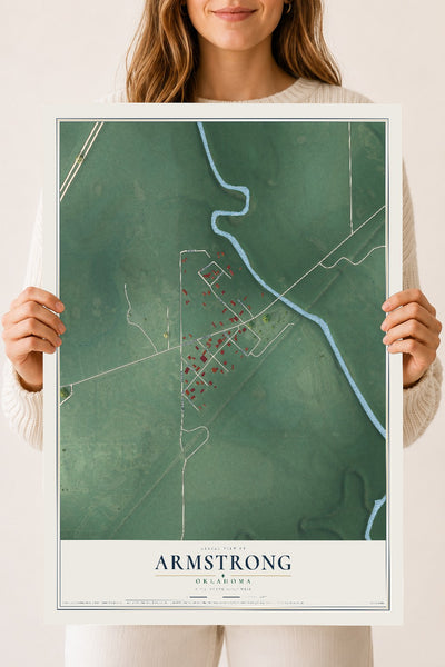 Map of Armstrong, Oklahoma, 18 x 24 inch unframed archival matte print