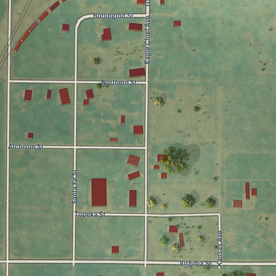 Close-up of the map of Avard, Oklahoma print showing street and building detail