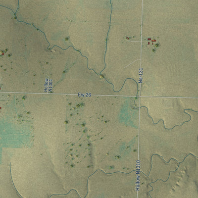 Close-up of the map of Balko, Oklahoma print showing street and building detail