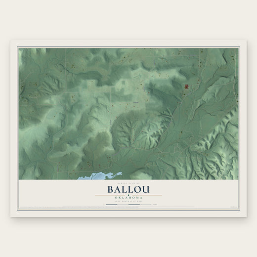 Ballou, Oklahoma map print, the full design
