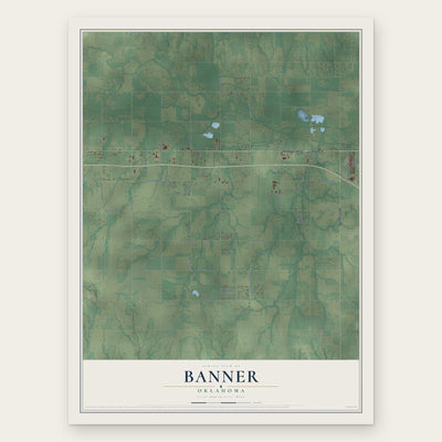 Banner, Oklahoma map print, the full design
