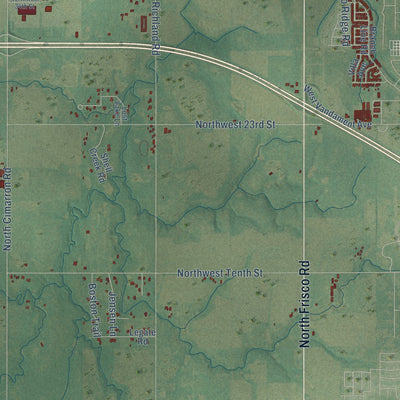 Close-up of the map of Banner, Oklahoma print showing street and building detail