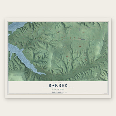 Barber, Oklahoma map print, the full design