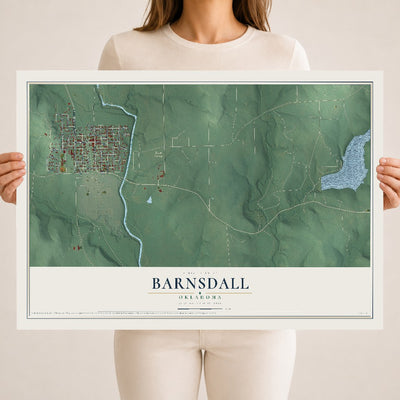 Map of Barnsdall, Oklahoma, 18 x 24 inch unframed archival matte print