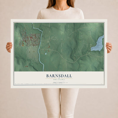 Map of Barnsdall, Oklahoma, 24 x 36 inch unframed archival matte print
