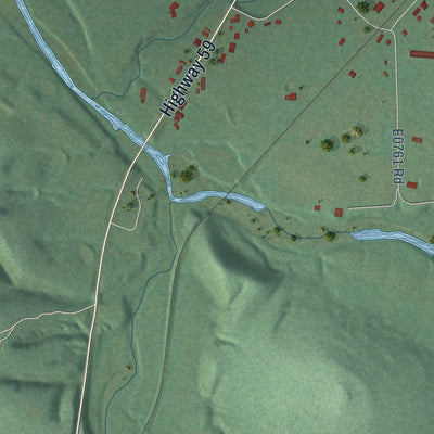 Close-up of the map of Baron, Oklahoma print showing street and building detail