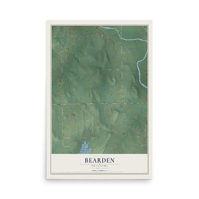 Map of Bearden, Oklahoma, 12 x 18 inch unframed archival matte print