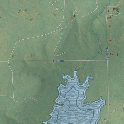 Close-up of the map of Bearden, Oklahoma print showing street and building detail