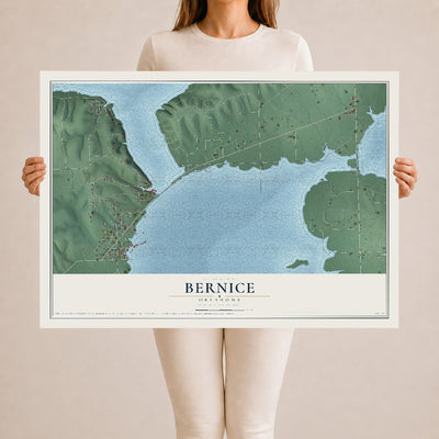 Map of Bernice, Oklahoma, 24 x 36 inch unframed archival matte print