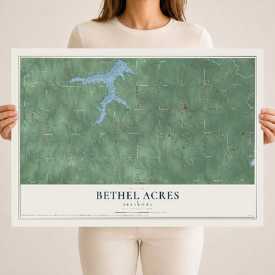 Map of Bethel Acres, Oklahoma, 18 x 24 inch unframed archival matte print