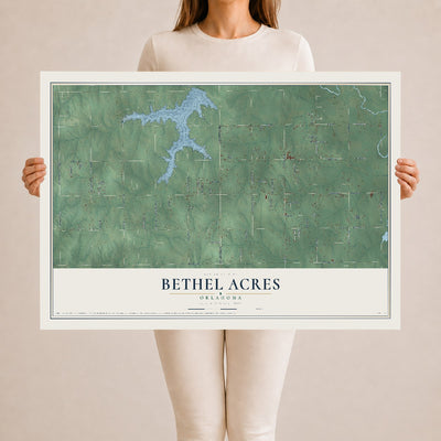 Map of Bethel Acres, Oklahoma, 24 x 36 inch unframed archival matte print