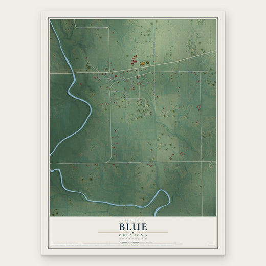 Blue, Oklahoma map print, the full design