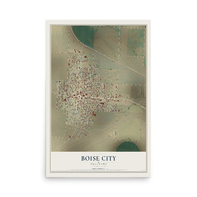 Map of Boise City, Oklahoma, 12 x 18 inch unframed archival matte print