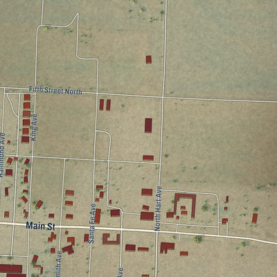 Second close-up of the map of Boise City, Oklahoma print showing more streets and buildings