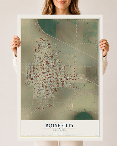 Map of Boise City, Oklahoma, 24 x 36 inch unframed archival matte print