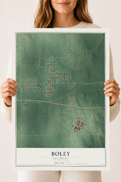 Map of Boley, Oklahoma, 18 x 24 inch unframed archival matte print
