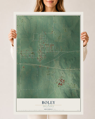 Map of Boley, Oklahoma, 24 x 36 inch unframed archival matte print