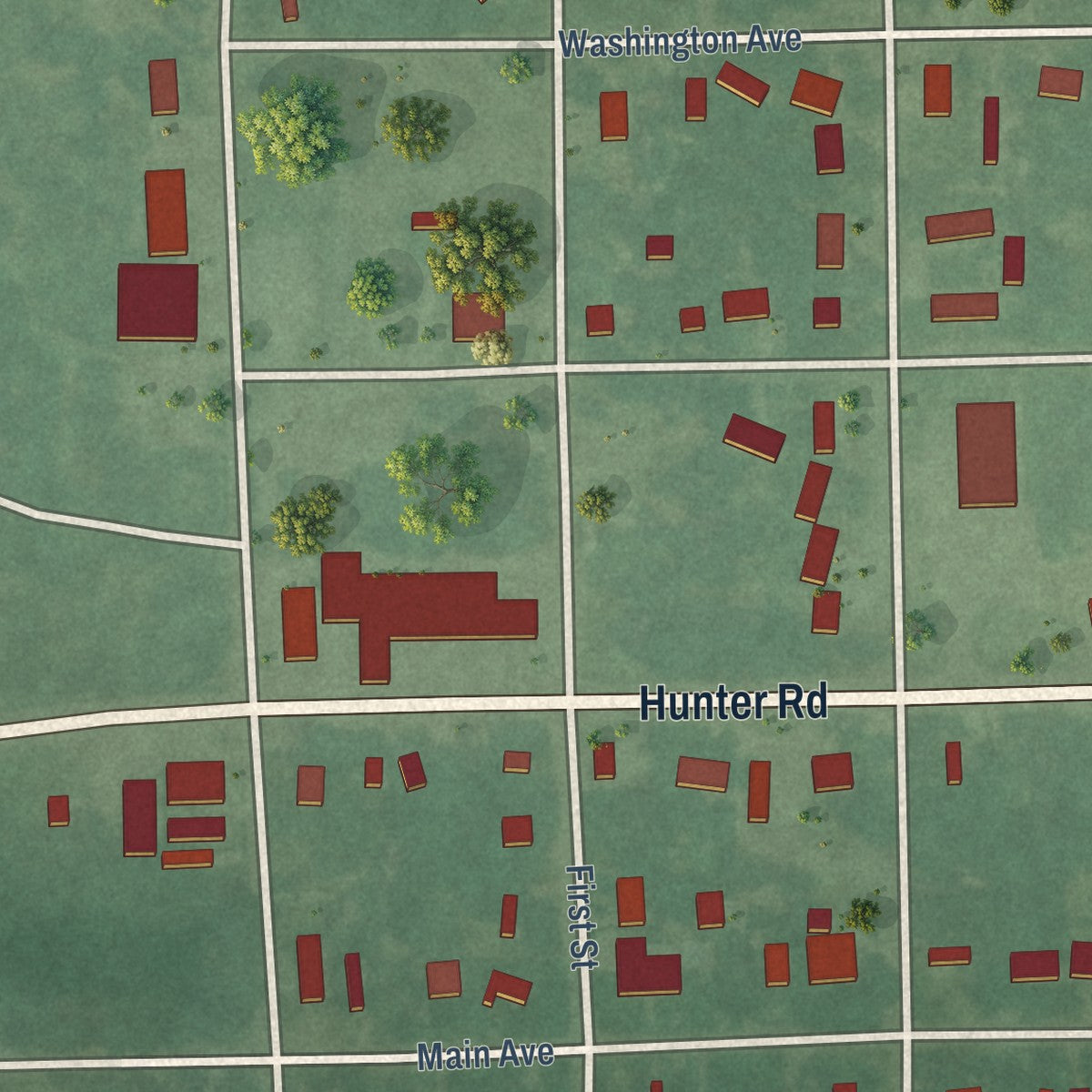 Second close-up of the map of Boswell, Oklahoma print showing more streets and buildings