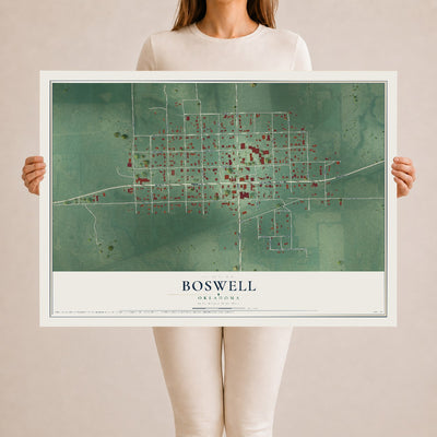 Map of Boswell, Oklahoma, 24 x 36 inch unframed archival matte print