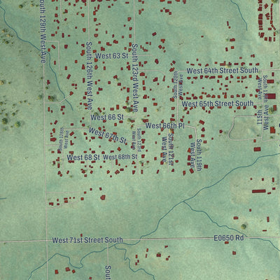 Close-up of the map of Bowden, Oklahoma print showing street and building detail