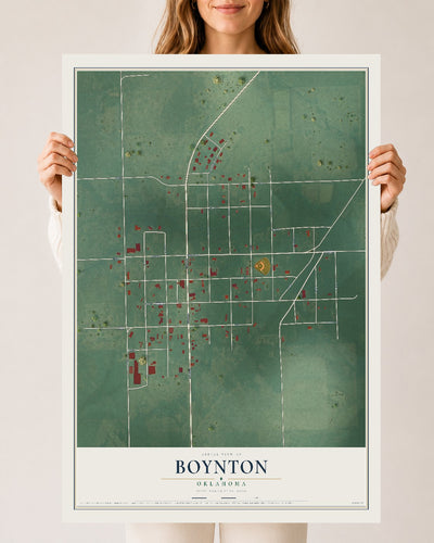 Map of Boynton, Oklahoma, 24 x 36 inch unframed archival matte print