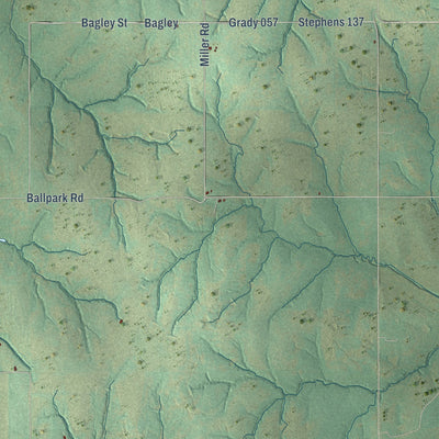 Second close-up of the map of Bray, Oklahoma print showing more streets and buildings