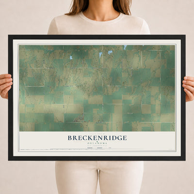 Map of Breckenridge, Oklahoma, 18 x 24 inch print in a black wood frame
