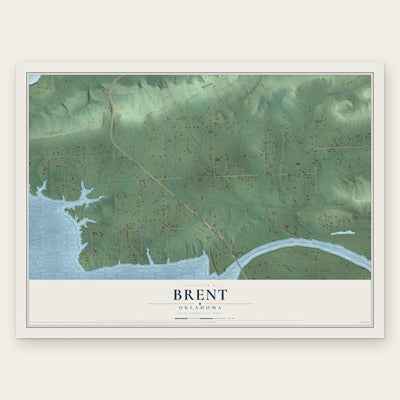 Brent, Oklahoma map print, the full design
