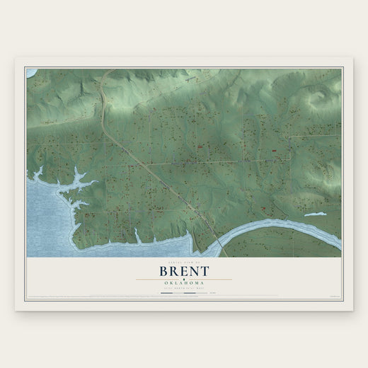 Brent, Oklahoma map print, the full design