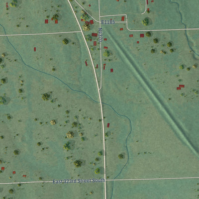 Close-up of the map of Briartown, Oklahoma print showing street and building detail