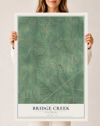 Map of Bridge Creek, Oklahoma, 24 x 36 inch unframed archival matte print