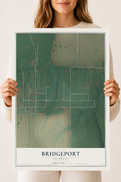 Map of Bridgeport, Oklahoma, 18 x 24 inch unframed archival matte print