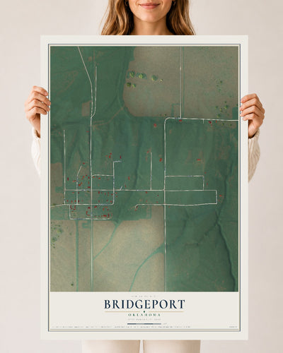 Map of Bridgeport, Oklahoma, 24 x 36 inch unframed archival matte print