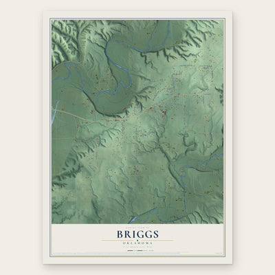Briggs, Oklahoma map print, the full design