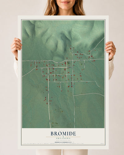Map of Bromide, Oklahoma, 24 x 36 inch unframed archival matte print
