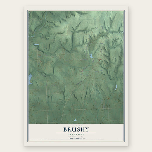 Brushy, Oklahoma map print, the full design