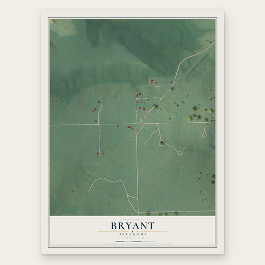 Bryant, Oklahoma map print, the full design