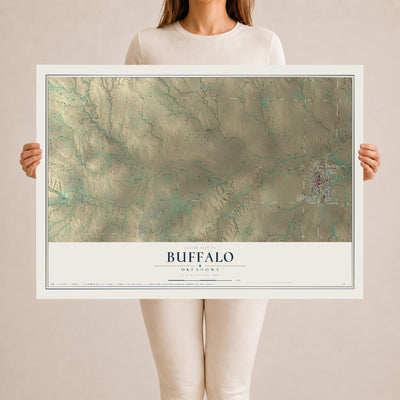 Map of Buffalo, Oklahoma, 24 x 36 inch unframed archival matte print
