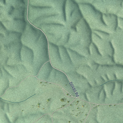 Close-up of the map of Bull Hollow, Oklahoma print showing street and building detail