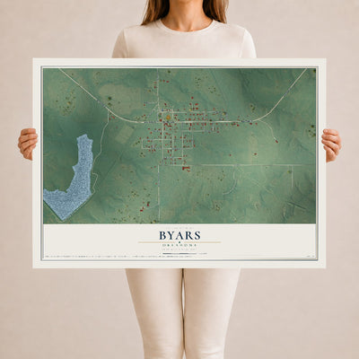 Map of Byars, Oklahoma, 24 x 36 inch unframed archival matte print