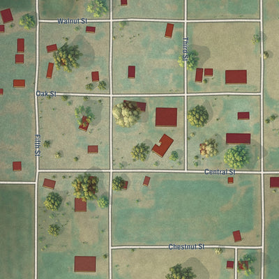 Close-up of the map of Byron, Oklahoma print showing street and building detail