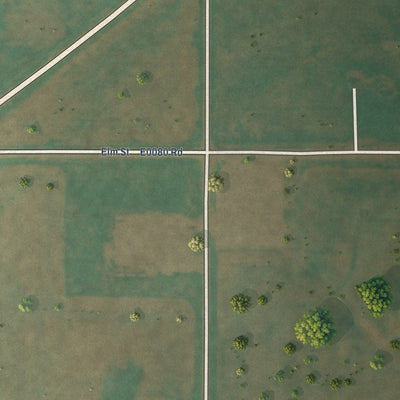 Second close-up of the map of Byron, Oklahoma print showing more streets and buildings
