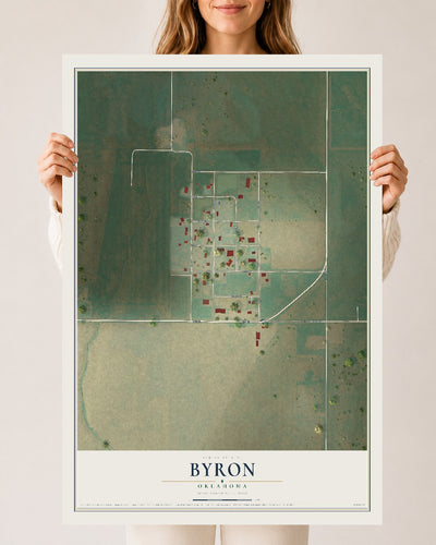 Map of Byron, Oklahoma, 24 x 36 inch unframed archival matte print