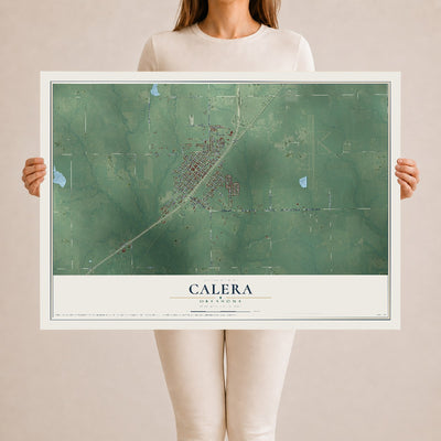 Map of Calera, Oklahoma, 24 x 36 inch unframed archival matte print