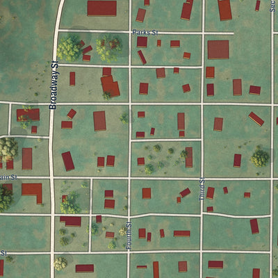 Close-up of the map of Camargo, Oklahoma print showing street and building detail
