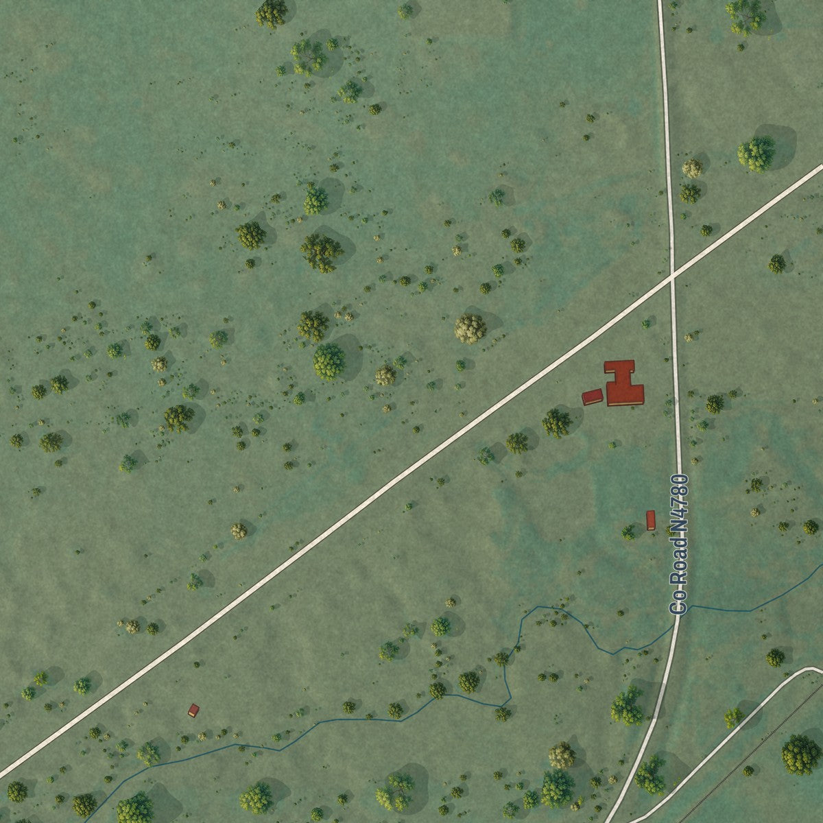 Second close-up of the map of Cameron, Oklahoma print showing more streets and buildings