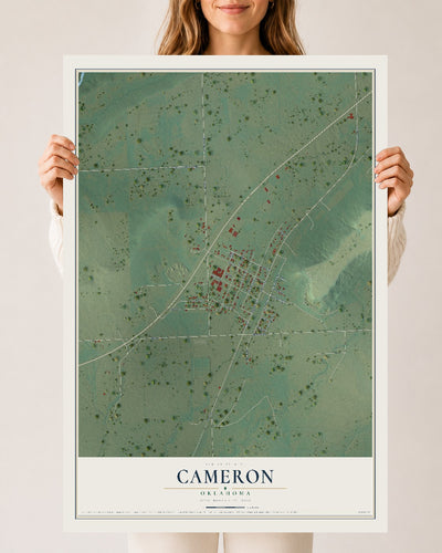Map of Cameron, Oklahoma, 24 x 36 inch unframed archival matte print
