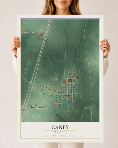 Map of Caney, Oklahoma, 24 x 36 inch unframed archival matte print